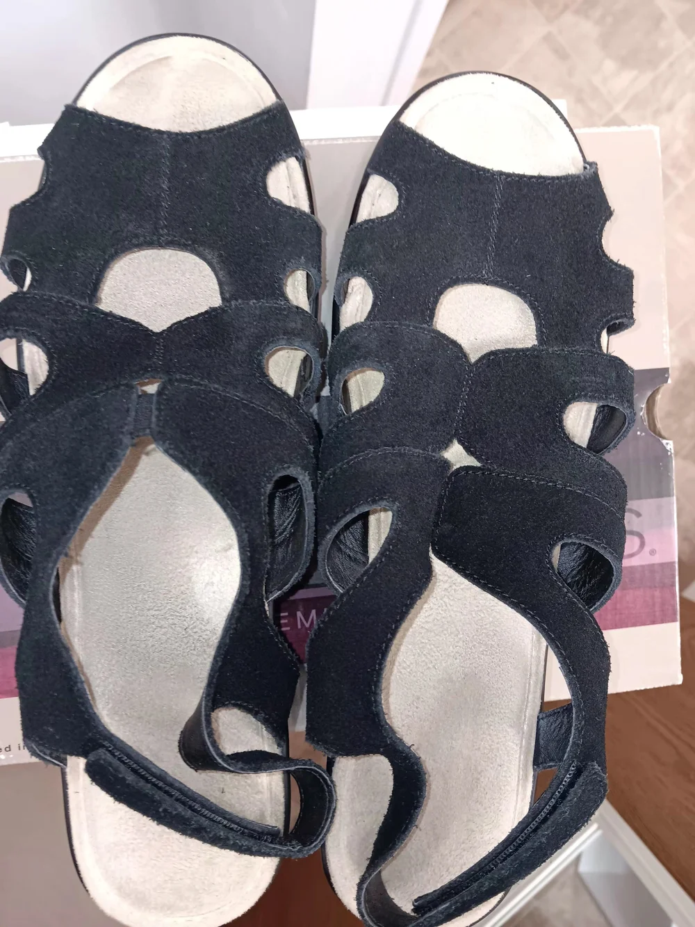 Skechers Black Suede  Wedge Sandals